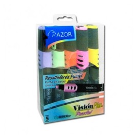 Resaltador visión plus pastel con 5 piezas surtido Azor