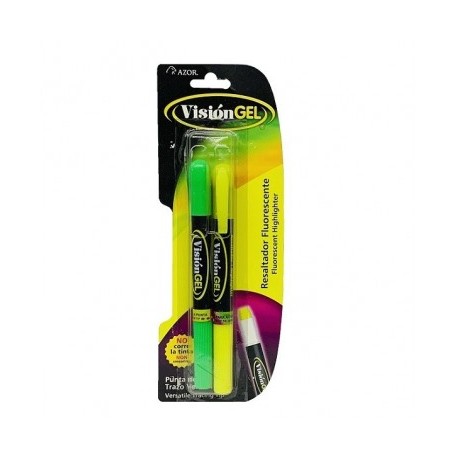 Resaltador vision gel blister con 2 piezas amarillo/verde Azor