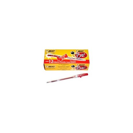 Bolígrafo bu2 retractil rojo con 12 piezas BIC