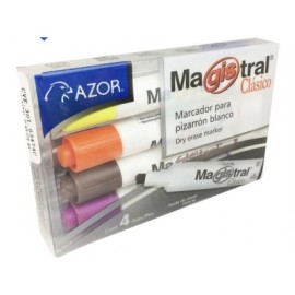 Marcador Magistral clásico con 4 piezas (amarillo, morado, naranja...