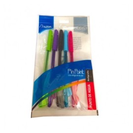 Boligrafo punto fino pin point con 5 piezas con cordon colores...