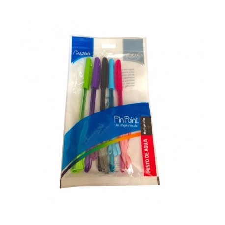 Boligrafo punto fino pin point con 5 piezas con cordon colores...