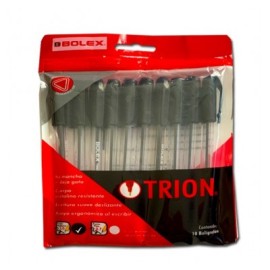 Bolígrafo punto mediano negro con 10 piezas trion  1.00 Bolex