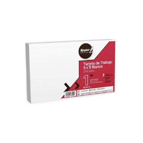 Tarjeta 5 x 8 blanca con 100 piezas Rayter