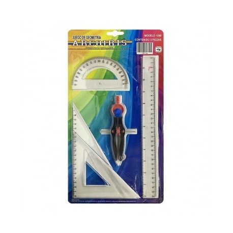 Juego de geometria Arcoiris grande con compas de precision