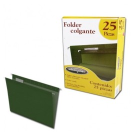 Folder accoflex tamaño carta verde con 25 piezas Acco (colgante)