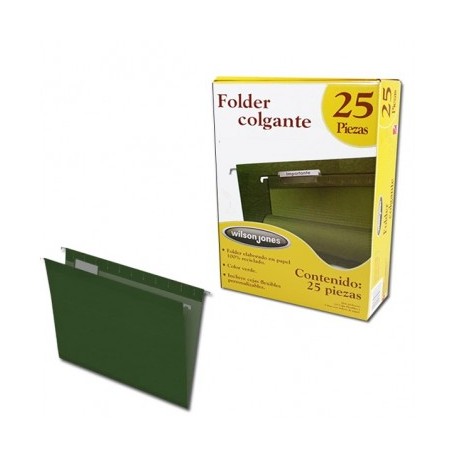 Folder accoflex tamaño carta verde con 25 piezas Acco (colgante)