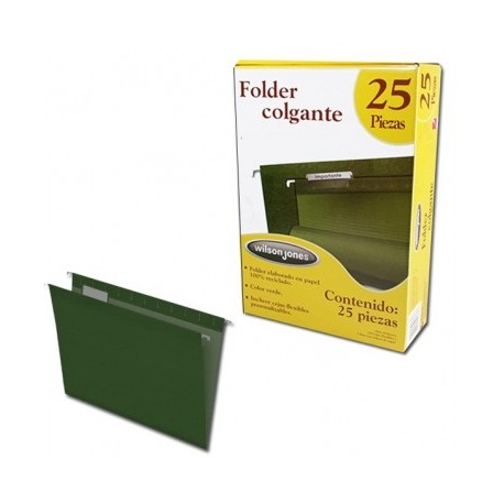Folder accoflex tamaño oficio verde con 25 piezas Acco (colgante)
